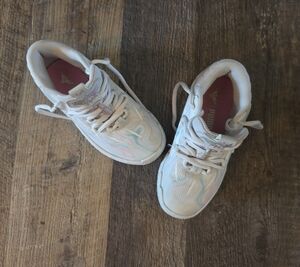 Puma Kids White Sneakers with Pastel Pink and Light Blue Accents